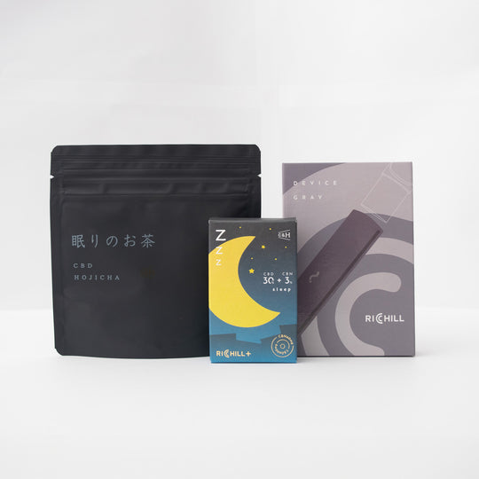 ぐっすりセット　デバイス（Gray）+Sleep（CBD30%+CBN3%）+眠りのお茶（30g）