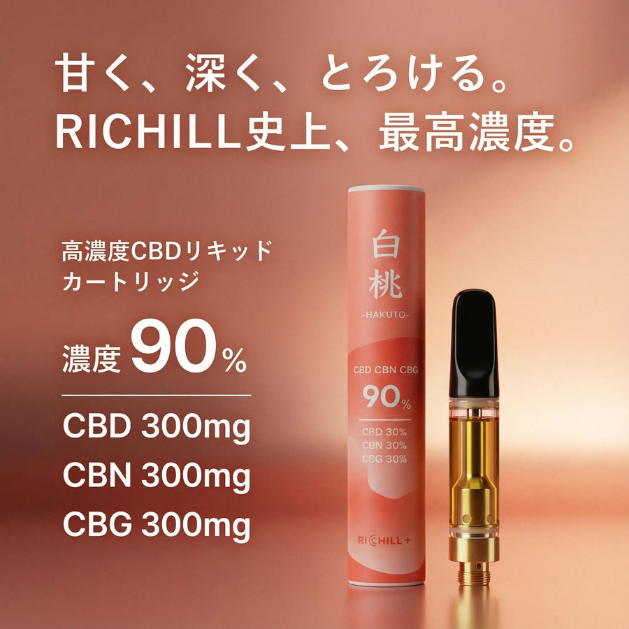 【白桃-Peach-】RICHILL+ 高濃度90% CBD CBN CBG
