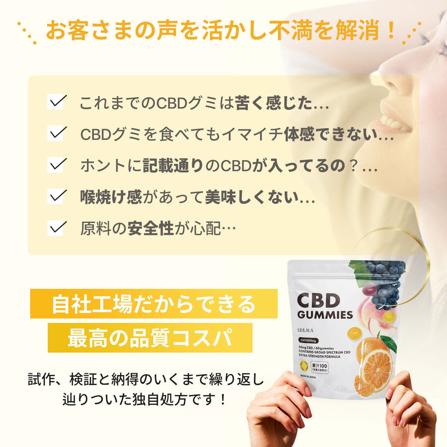 CBD グミ 60粒 果汁 100% （65mg/1粒) ブロードスペクトラムCBD配合 LILILALA