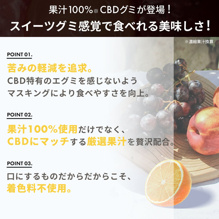 CBD グミ 60粒 果汁 100% （65mg/1粒) ブロードスペクトラムCBD配合 LILILALA