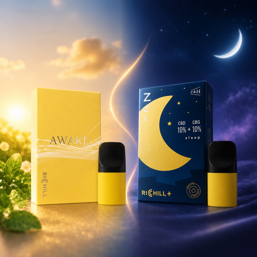 【朝夜スイッチセット】RICHILL ZERO Awake × RICHILL+ Sleep CBD/CBG/CBN Pod 2本セット